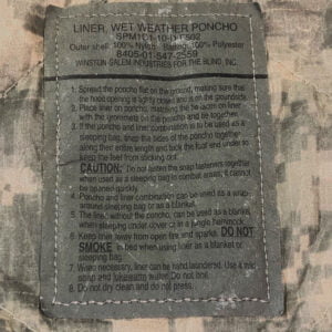 US Army Wet Weather Poncho Liner ACU