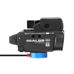 compact tactical flashlight, green laser sight, pistol light laser combo, military-grade weapon light, rechargeable gun light, Olight Baldr