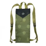 CamelBak MOLLE Hydration Carrier front view in OD green with black top, showing nylon webbing shoulder straps and secure closure system.