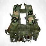 U.S. Military Issue LBV II vest laid flat – displaying breathable mesh back, ALICE-compatible belt loops, rear D-rings, and paracord adjustment system.