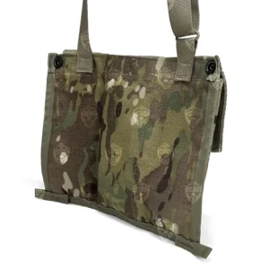 Angled rear view of USGI bandoleer ammunition pouch showing Multicam OCP back panel and edges
